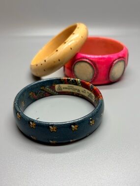 Pink and Blue Women’s Wooden Bangle Set